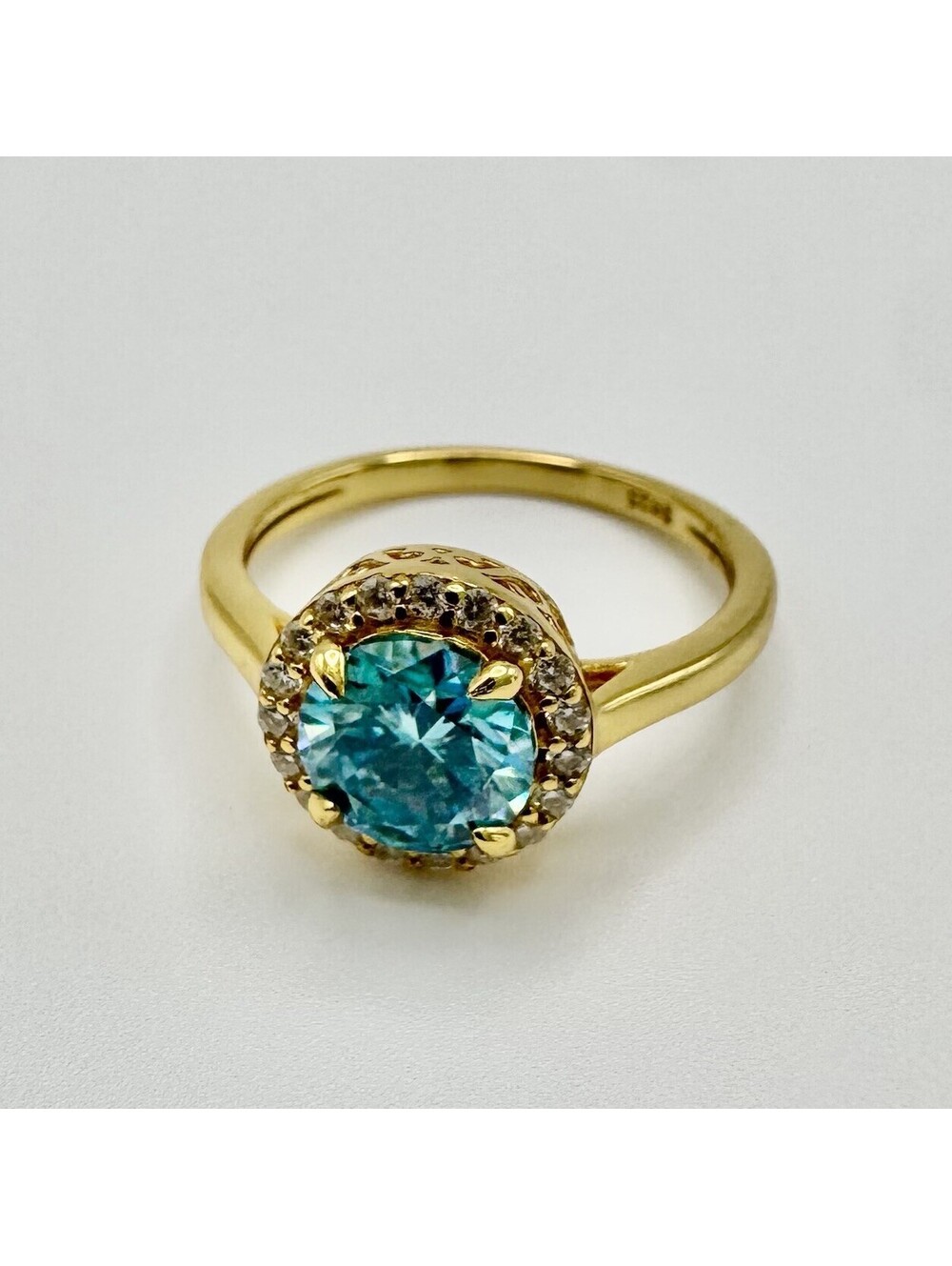 Authentic blue moissanite size 5.5 ring, Gold Plated Over 925 Sterling silver